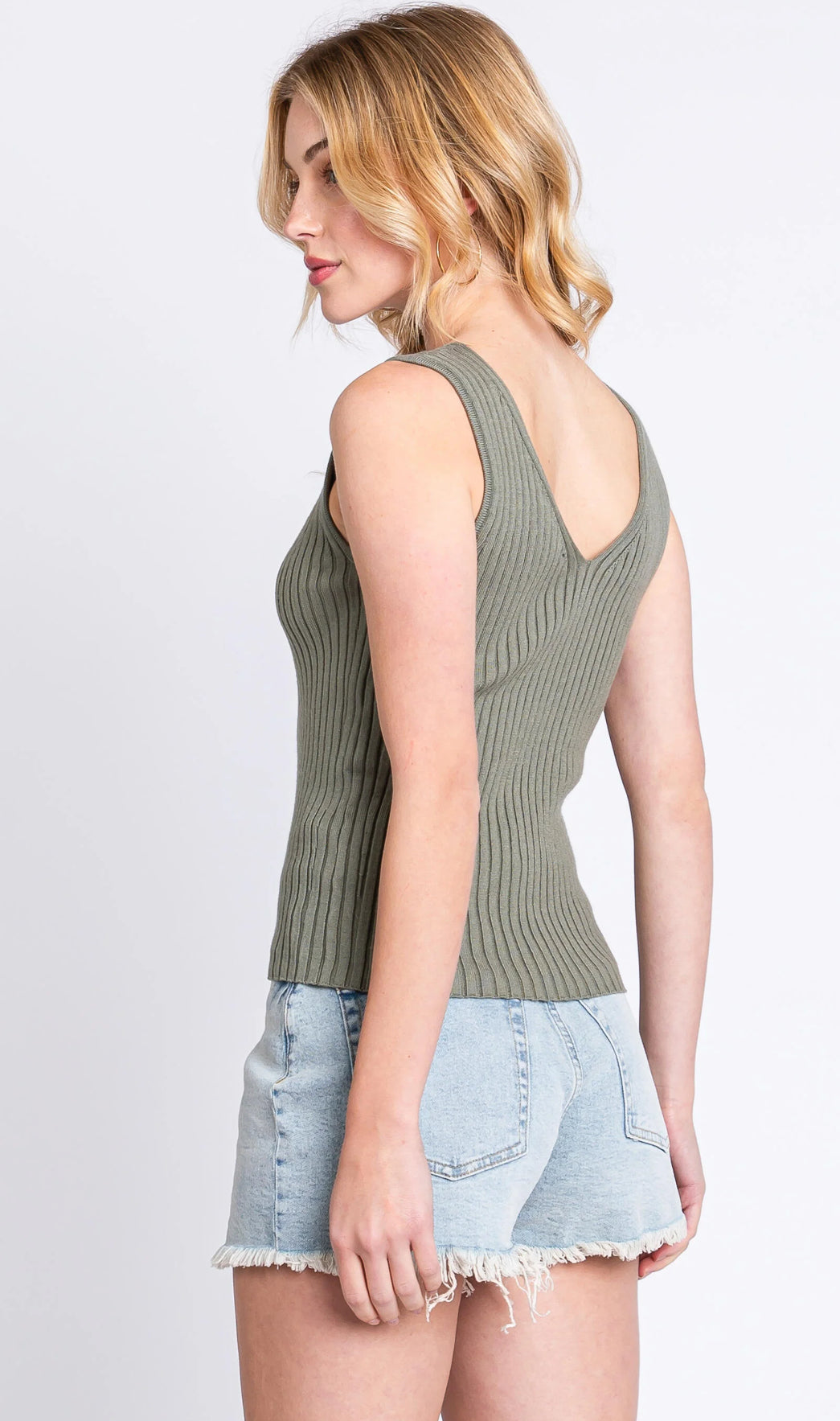 Ribbed V-Neck Sweater Tank
