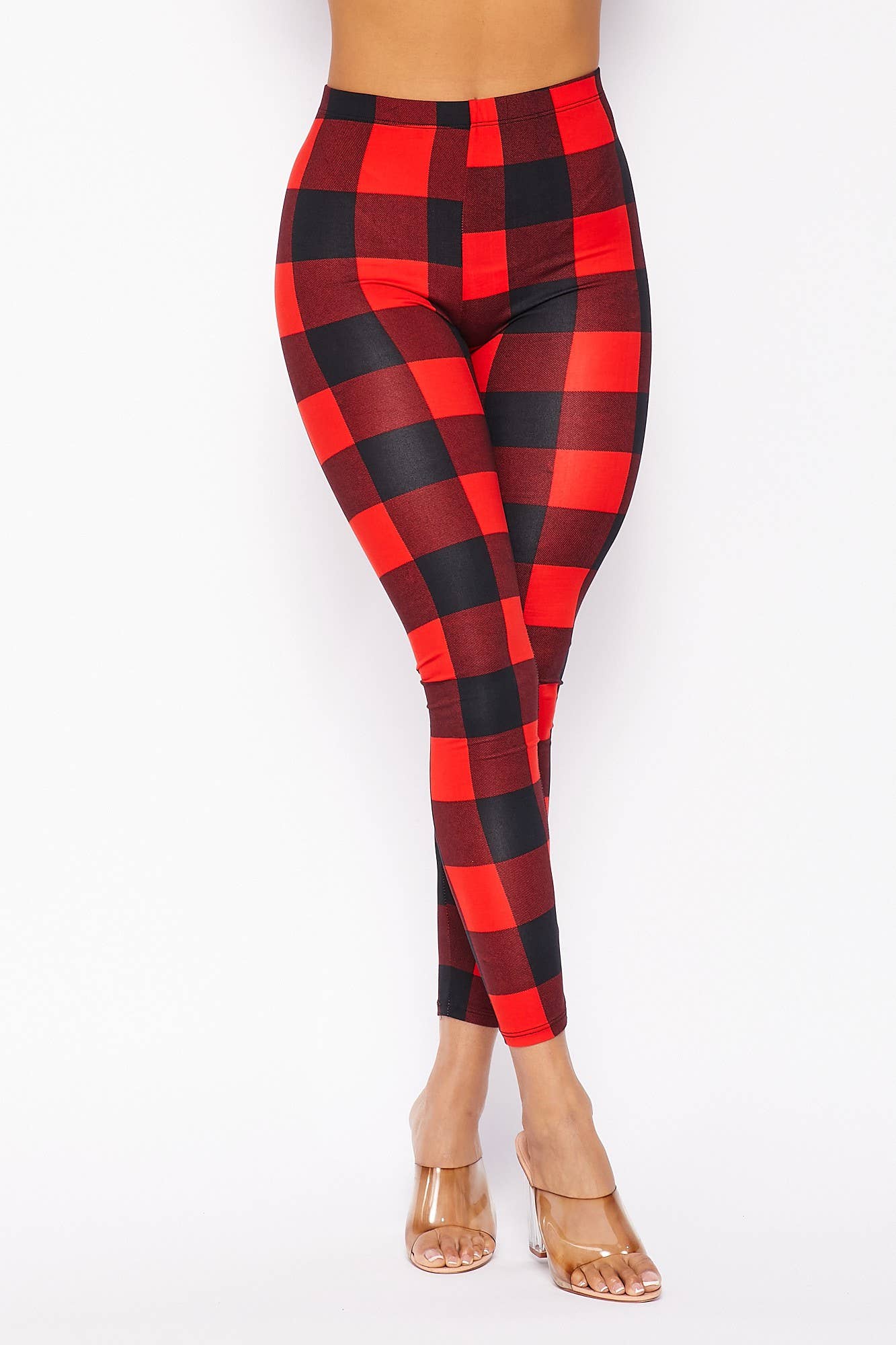 Women's Plaid Brushed Knit Leggings 5BP10082-PD