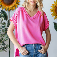 V-Neck Solid Twist Rib Women's Knit Top