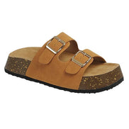 CHUBBY DOUBLE BUCKLED STRAP PLATFORM HEEL CORK SANDAL