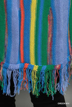 Load image into Gallery viewer, Green Mix Multi Stripe Cardigan Sweater with Fringe
