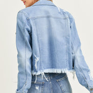 Frayed Hem Washed Jean Jacket