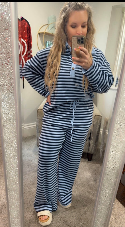 Soft Touch Lightweight Stripe Top ONLY (Wide Leg Pants Sold Separately)