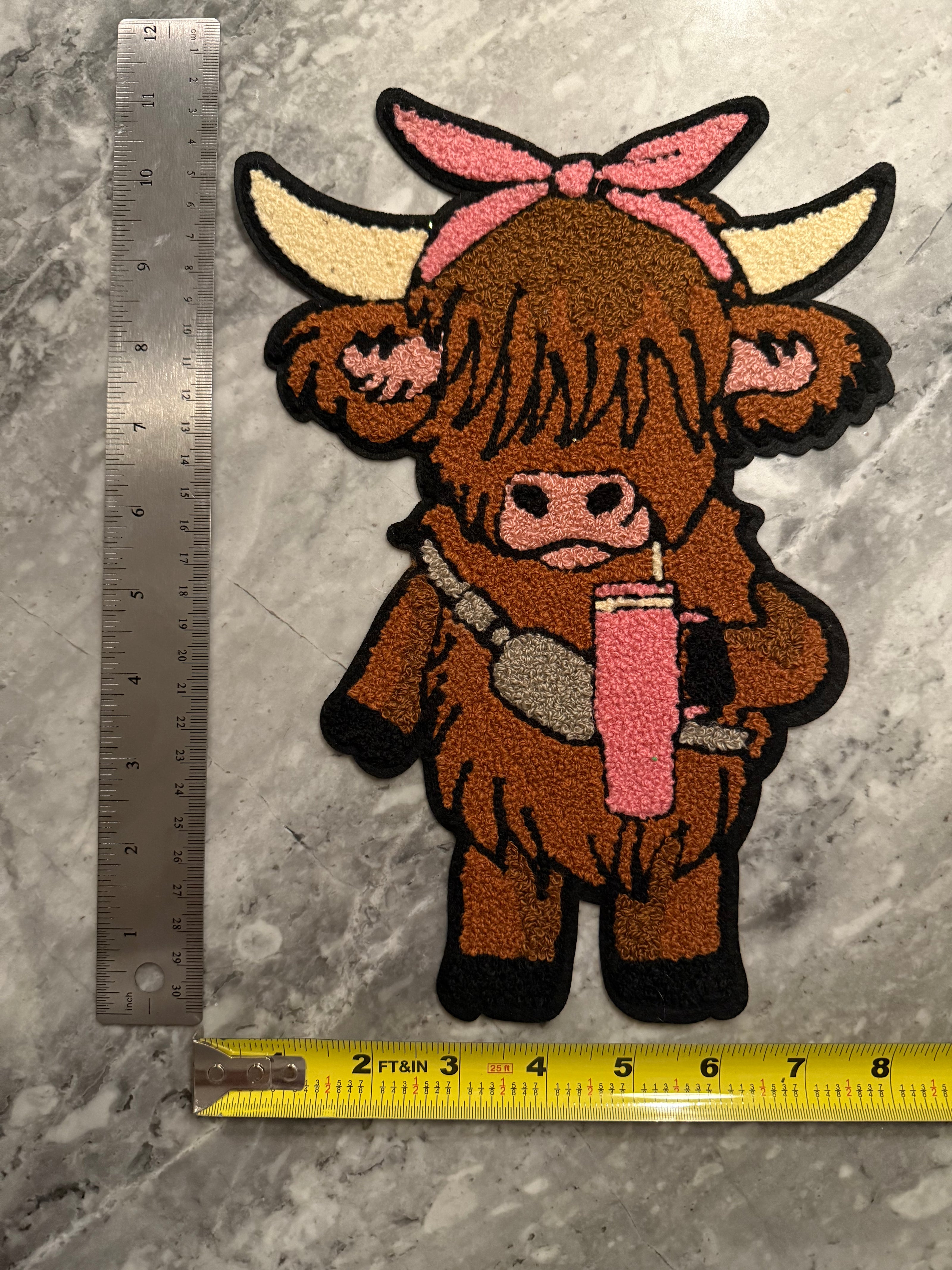 Highland Cow Chenille X-Large Patch (Valentine’s Collection)