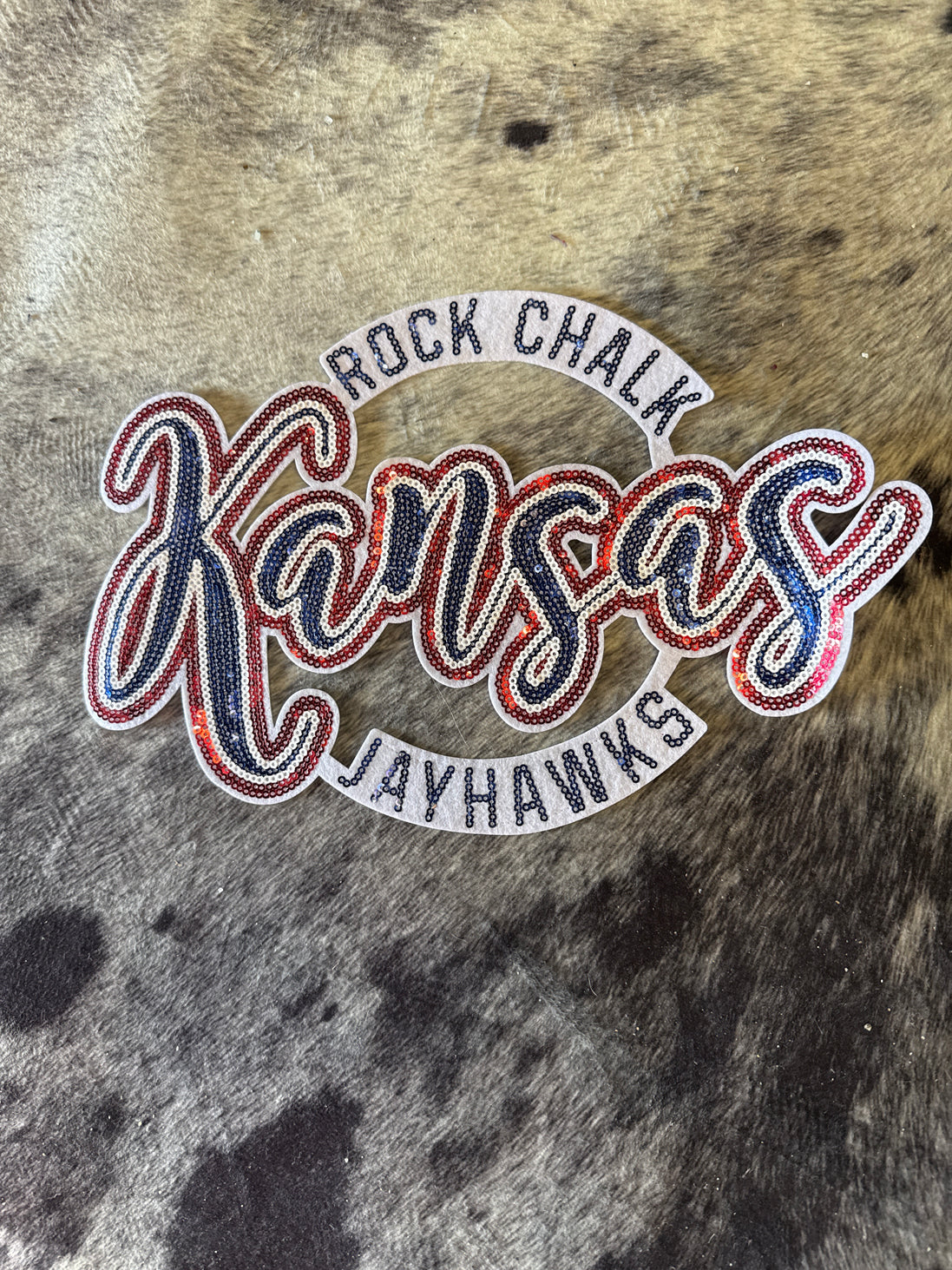 Rock Chalk Jayhawk Sequin X-Large Patch