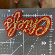 Rhinestone Transfer Chiefs Cursive Lettering