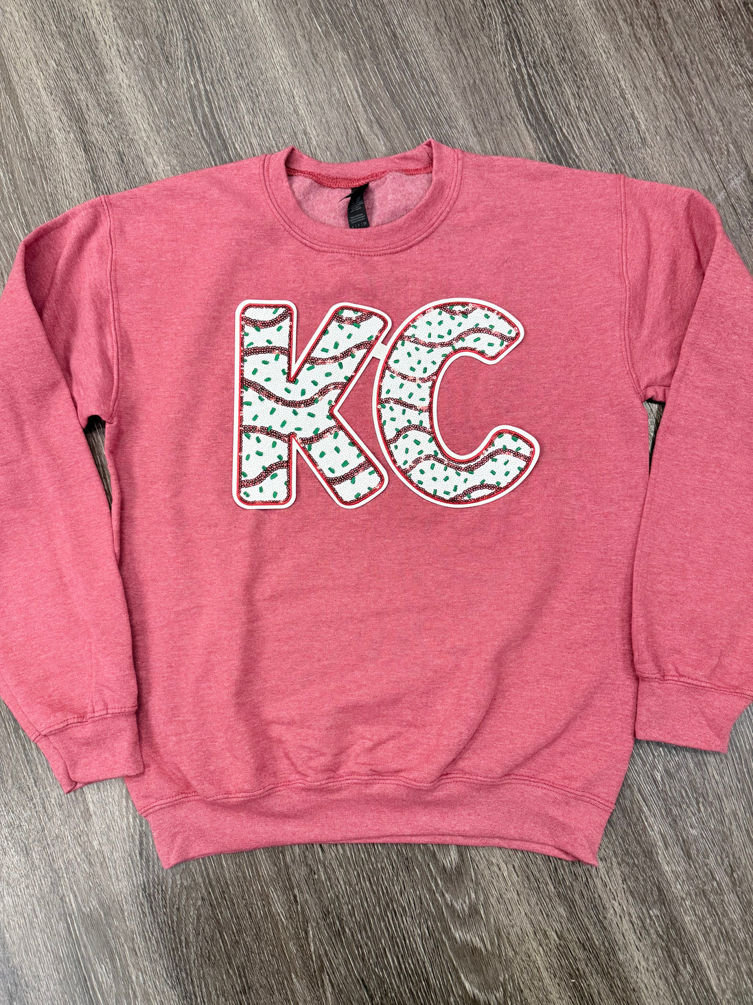 Sequin Holiday KC Cake Chiefs Sweatshirt