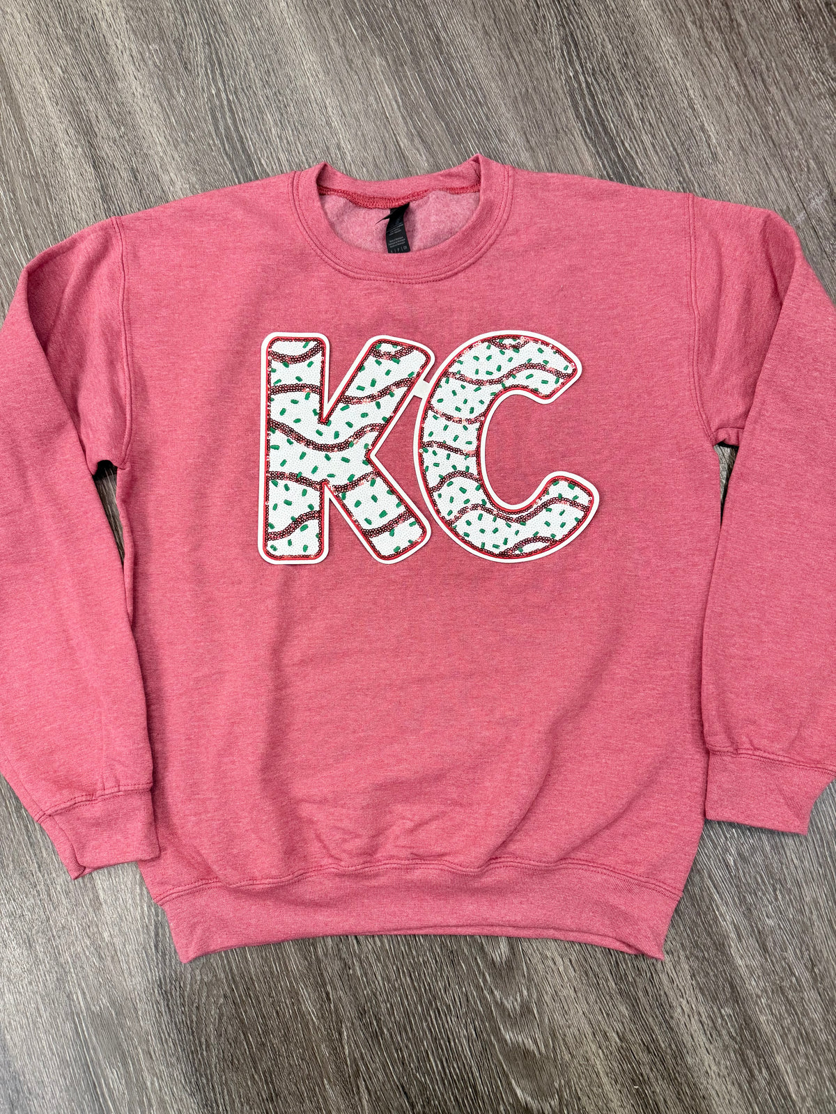 Sequin Holiday KC Cake Chiefs Sweatshirt