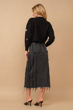 Load image into Gallery viewer, Distressed Seam Slit at Front Maxi Denim Skirt
