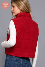 Load image into Gallery viewer, Zip Up Corduroy Puffer Vest w/Sherpa Lining
