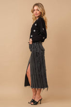 Load image into Gallery viewer, Distressed Seam Slit at Front Maxi Denim Skirt
