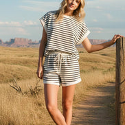 STRIPED TERRY TOP ONLY (Shorts Sold Separately)