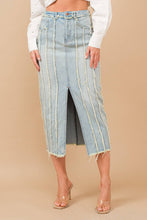 Load image into Gallery viewer, Distressed Seam Slit at Front Maxi Denim Skirt
