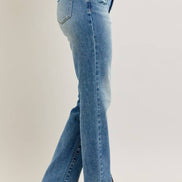 JUDY BLUE High Waisted Vintage Wash Front Seam & Slit Straight