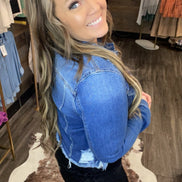 Frayed Hem Washed Jean Jacket