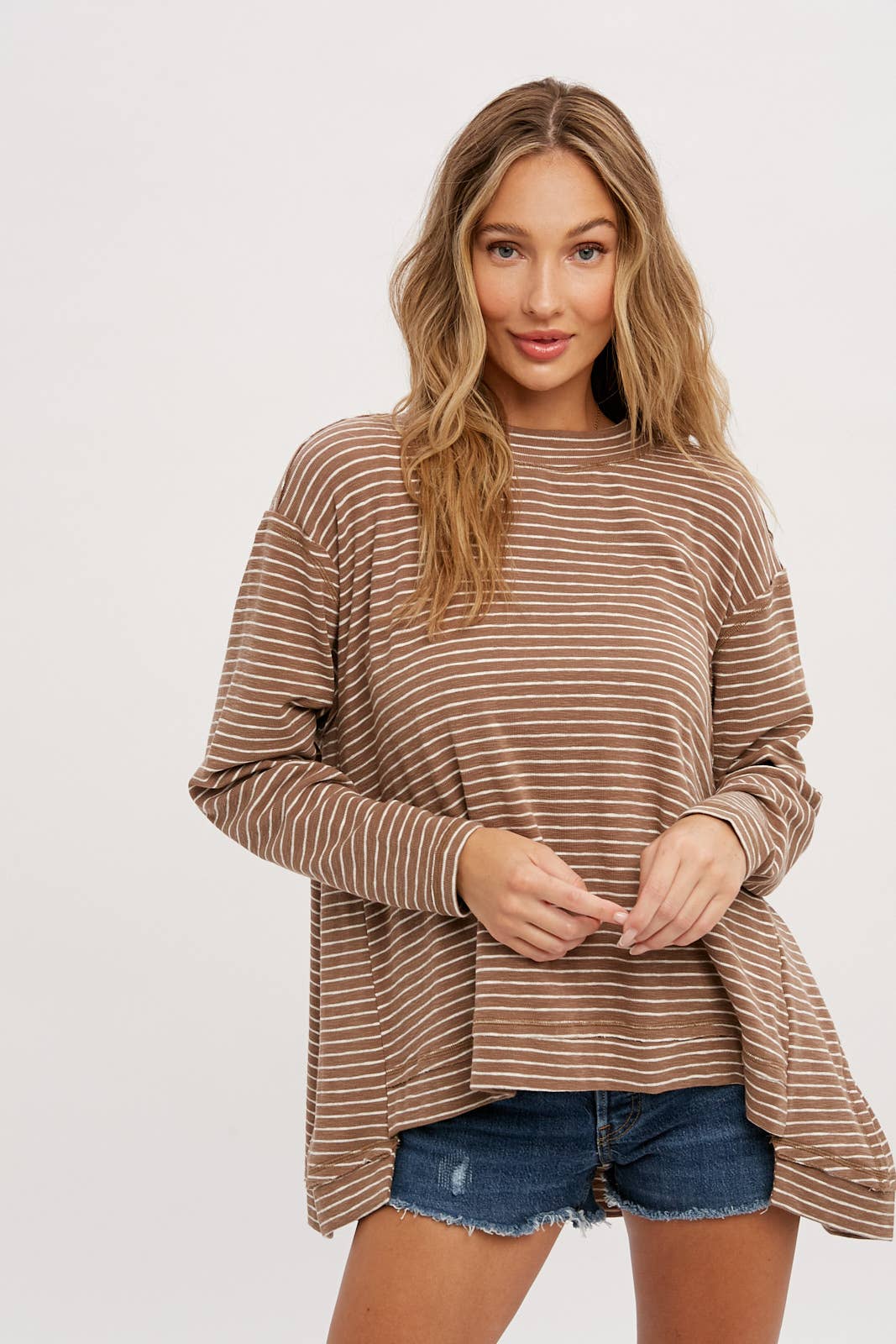 CREWNECK  SLOUCHY STRIPE TOP
