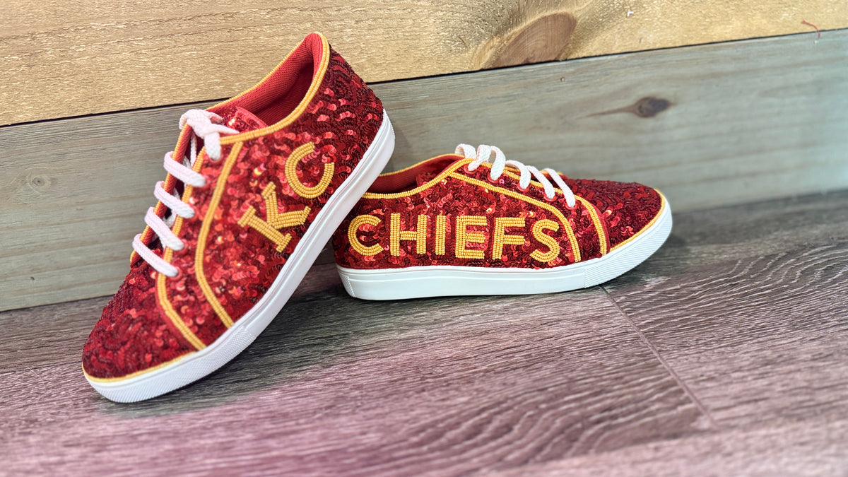 KC Red Sequin Game Day Sneakers | PREORDER