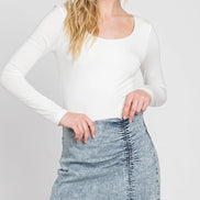 Denim Skirt with Side Slit
