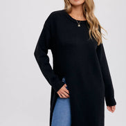 HIGH SLIT LONGLINE PULLOVER