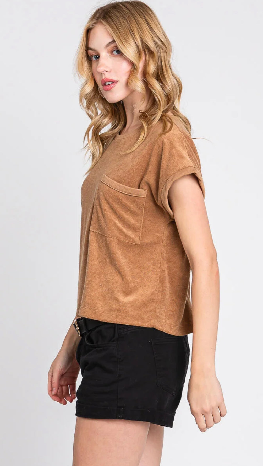 Terry Loose Fit Top with Front Pocket