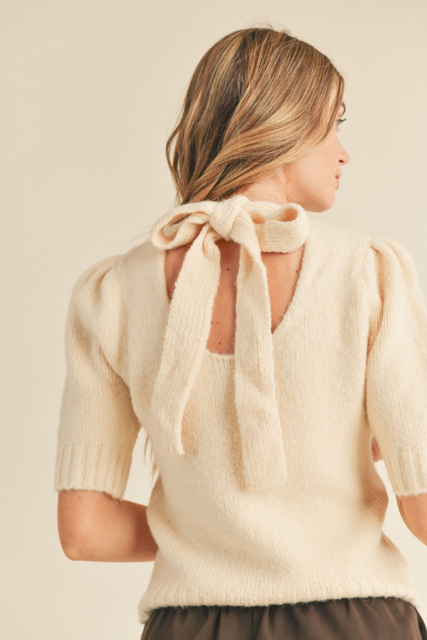 Short Sleeve Sweater with Mock Neck