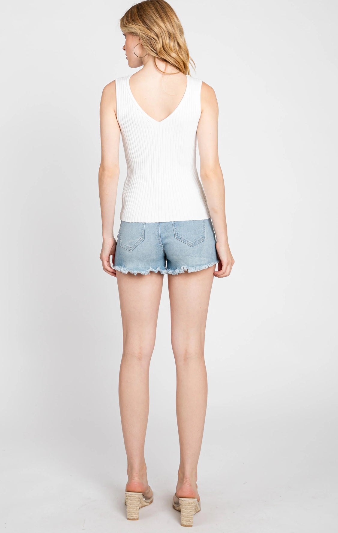 Ribbed V-Neck Sweater Tank