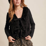 Reversible Tie-Front Fuzzy Vest