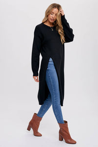 HIGH SLIT LONGLINE PULLOVER