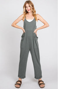 Front Patch Pocket Roll-Up Jumpsuit