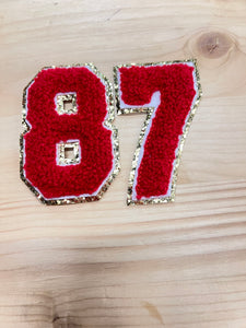 87 Iron-On Chenille Numbers