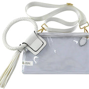 Clear Cuff Handle Tassel Wristlet Crossbody