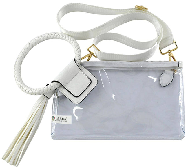 Clear Cuff Handle Tassel Wristlet Crossbody