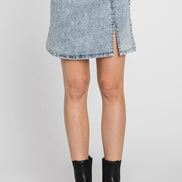Denim Skirt with Side Slit
