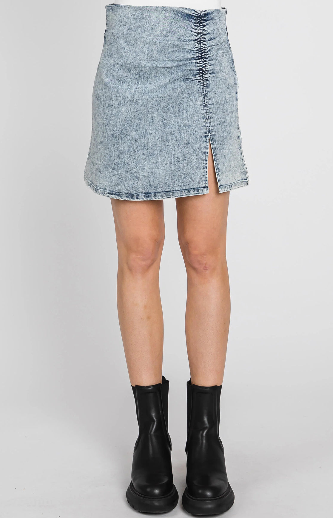 Denim Skirt with Side Slit