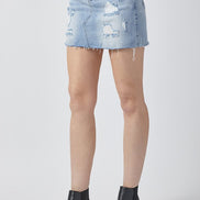 Shay Light Wash Risen Denim Skirt