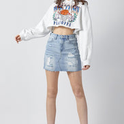 Shay Light Wash Risen Denim Skirt