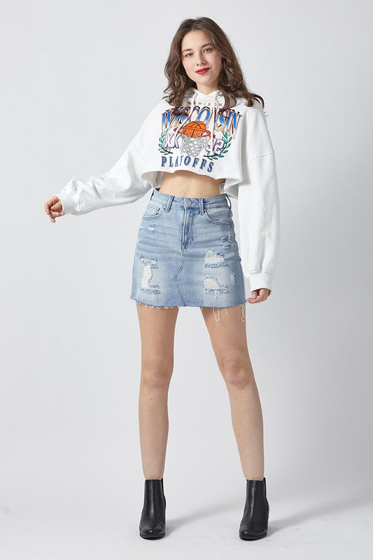 Shay Light Wash Risen Denim Skirt