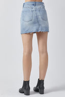 Shay Light Wash Risen Denim Skirt