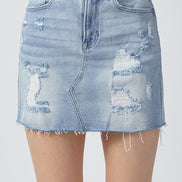 Shay Light Wash Risen Denim Skirt