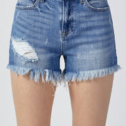 Summer Medium Wash Risen Denim Shorts