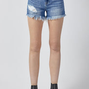 Summer Medium Wash Risen Denim Shorts