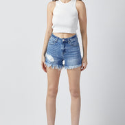 Summer Medium Wash Risen Denim Shorts