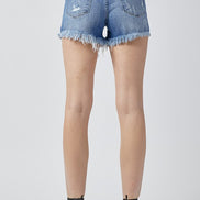 Summer Medium Wash Risen Denim Shorts