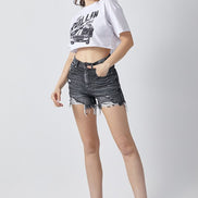Trixie  Black Risen Denim Shorts