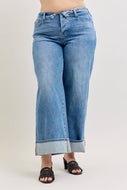 JUDY BLUE Mid Rise Straight w/ Fold over WB - PLUS