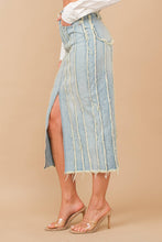 Load image into Gallery viewer, Distressed Seam Slit at Front Maxi Denim Skirt
