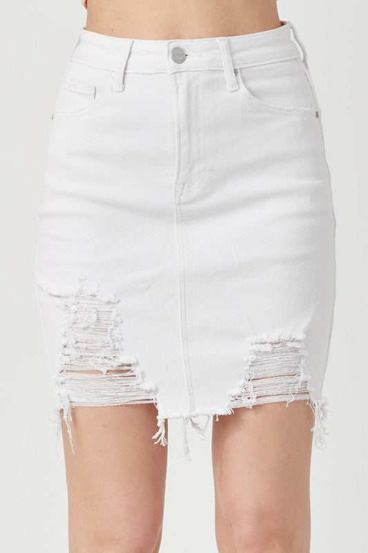 Elsa White Risen Denim Pencil Skirt