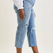 JUDY BLUE High Waisted w/ Destroy Crop Wide Leg - PLUS