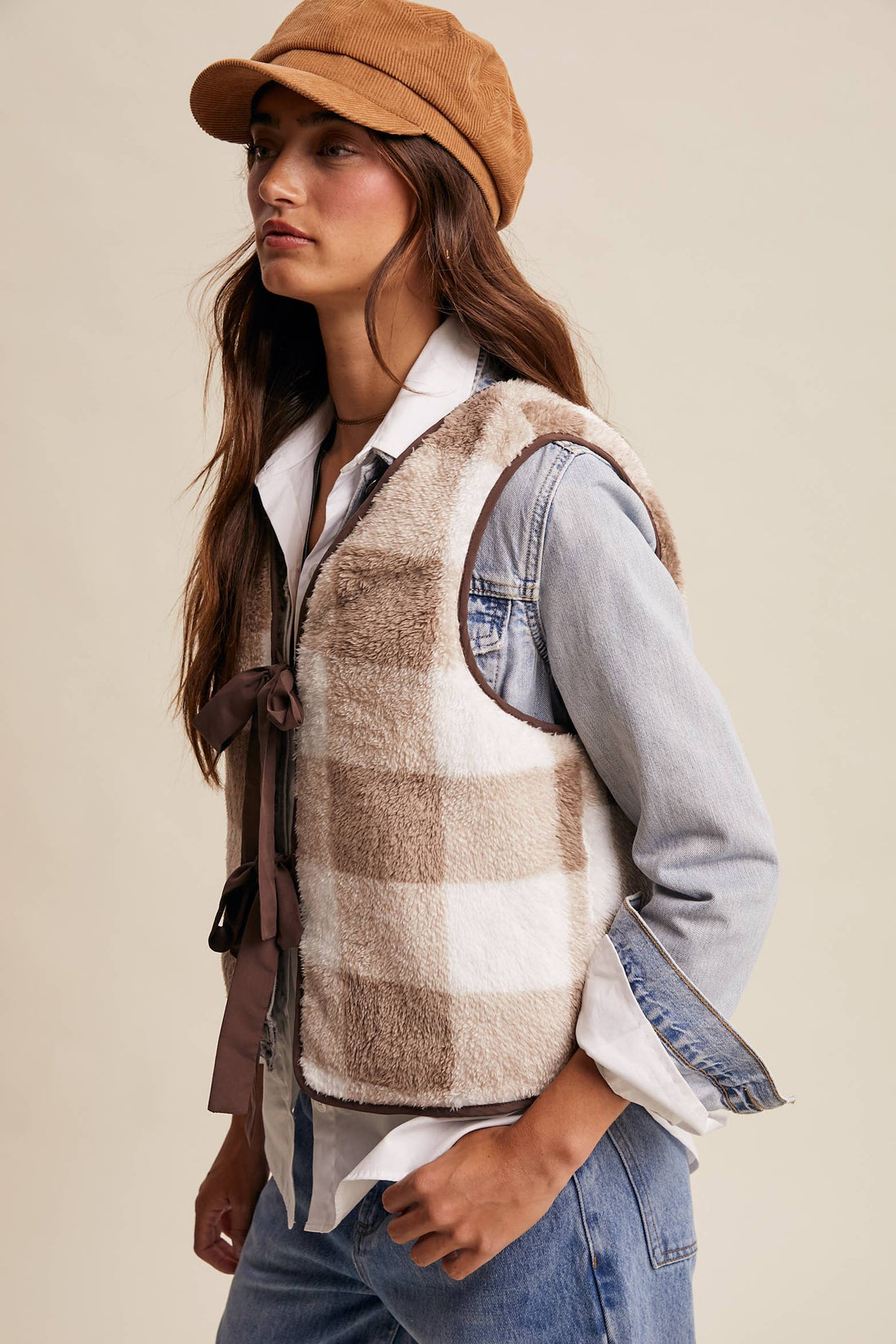 Reversible Tie-Front Fuzzy Vest