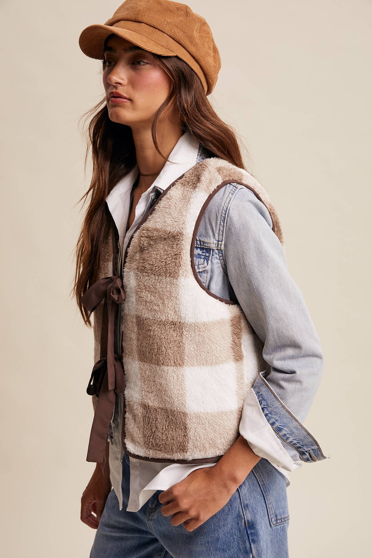 Reversible Tie-Front Fuzzy Vest